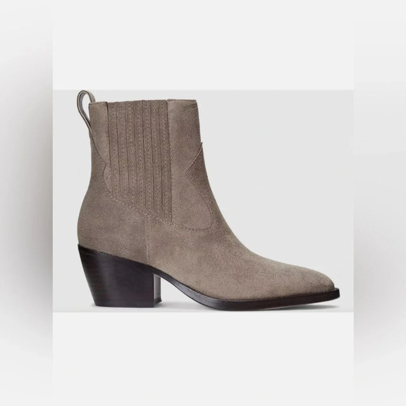 Ralph Lauren Racquel Womens Pointed Toe Leather Booties - Grey Suede - 10 - Picture 1 of 8
